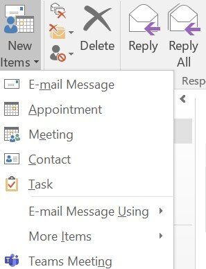 New Appointment in Outlook