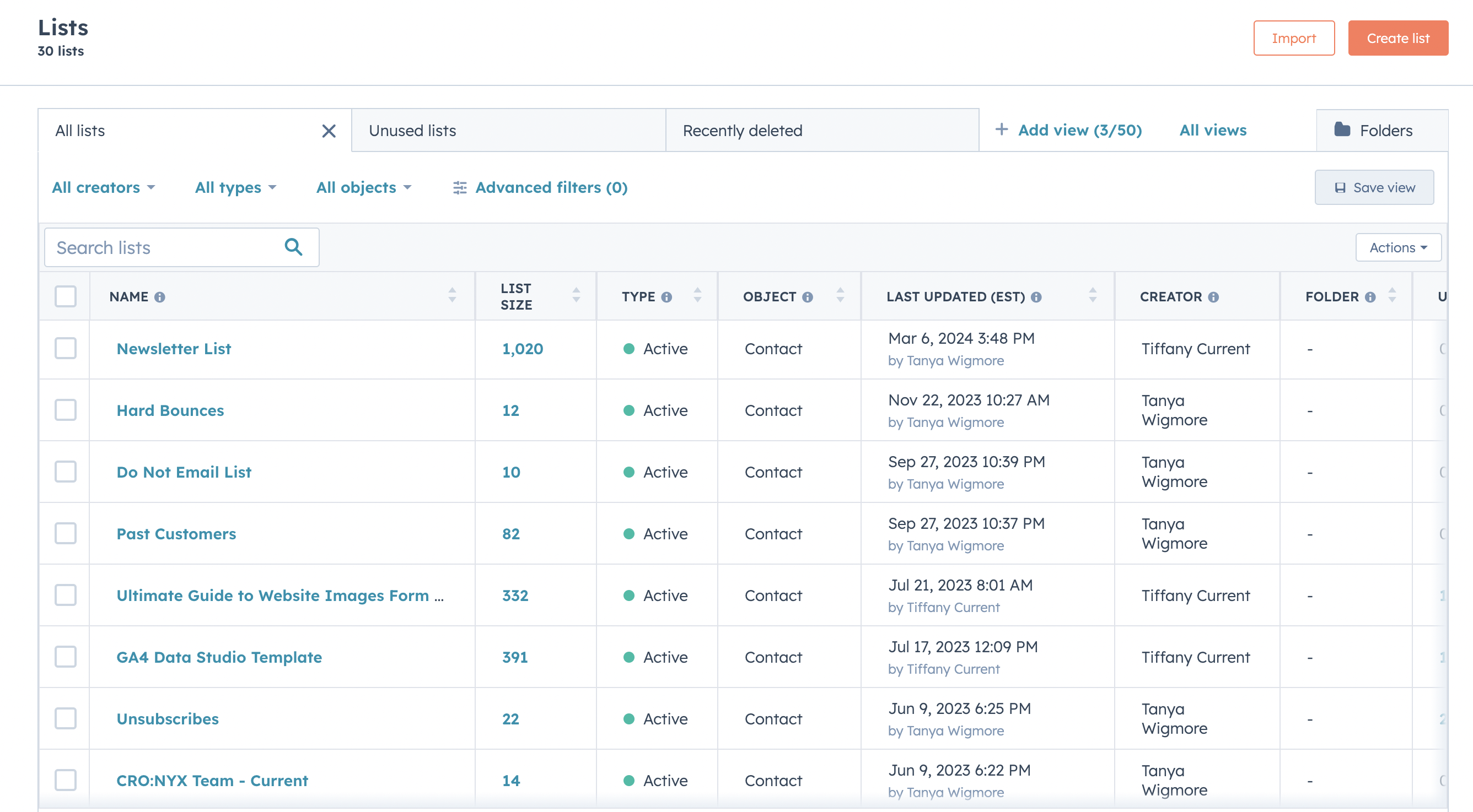 Email Lists Segmentation